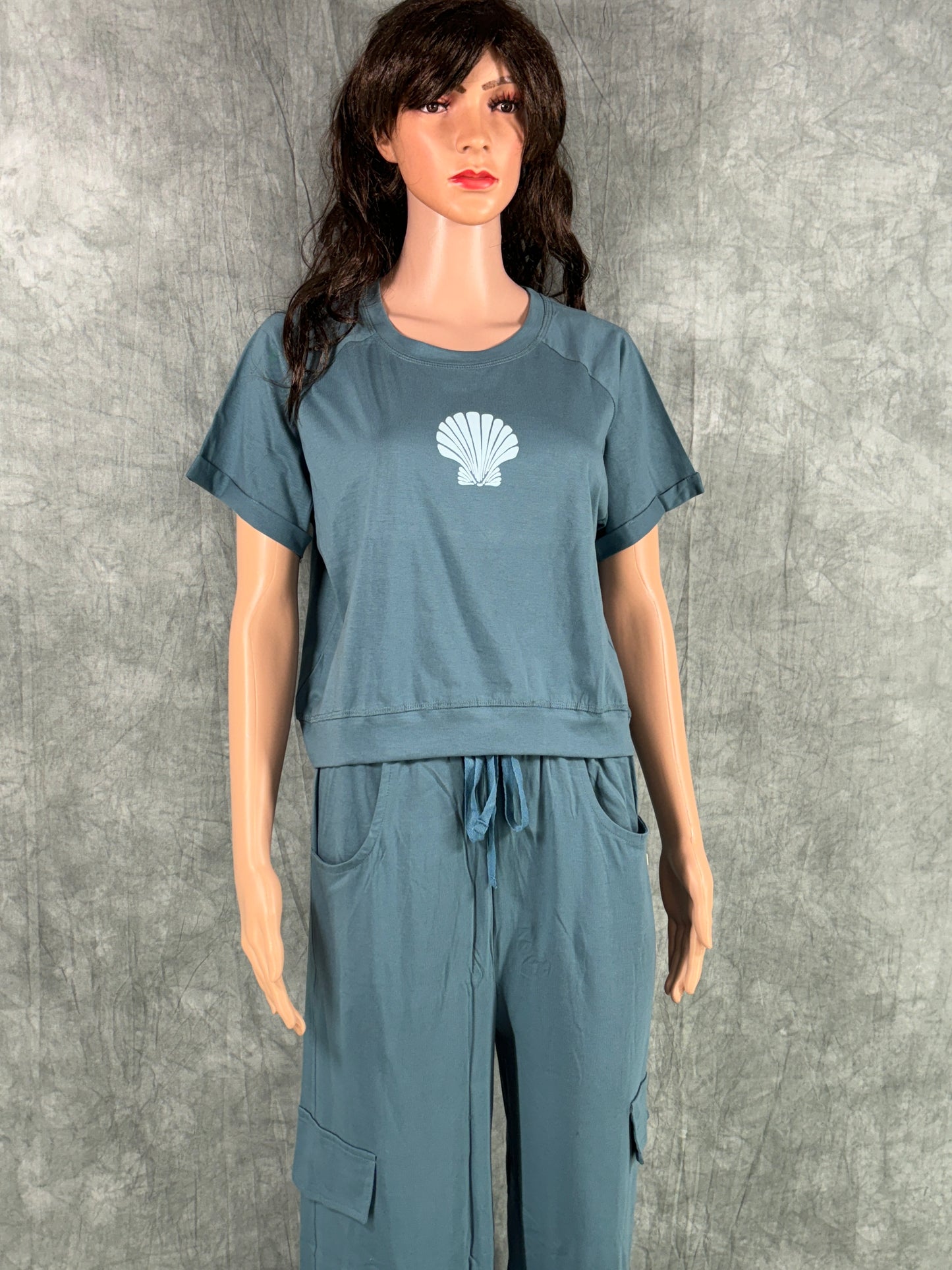 Crop Top & Cargo Pants for Women - Blue
