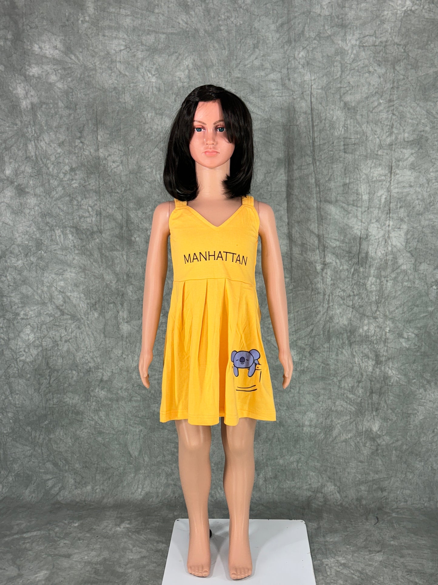 Kids Cotton Sleeveless Frock - Yellow