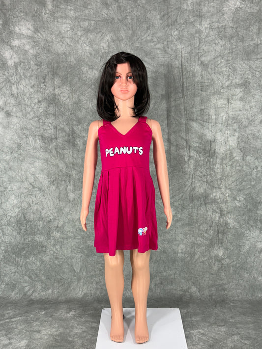 Kids Cotton Sleeveless Frock - Pink